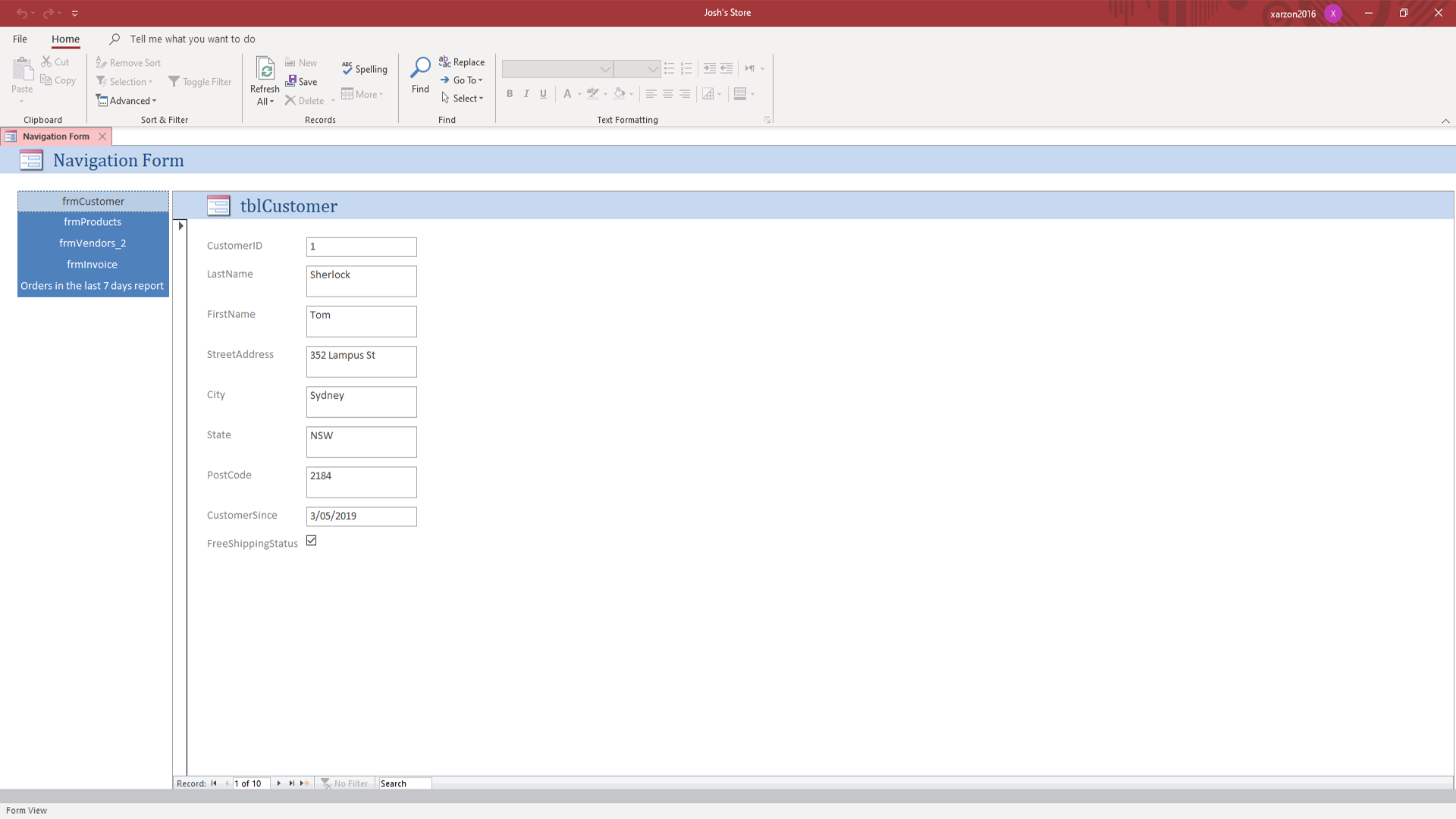 MS Access document with funcioning forms